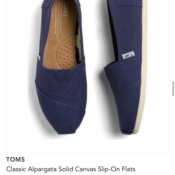 NWT Toms Alpargata Solid Canvas Navy Flats 9.5 - Picture 2 of 3